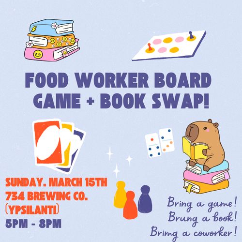 Food Worker Social: Book + Board Game Swap
